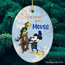 Carregar imagem no visualizador da galeria, It All Started With a Mouse Quote Ornament, Inspiring Steamboat Willie Christmas Gift
