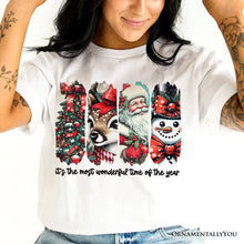 Carregar imagem no visualizador da galeria, It's Most Wonderful Time Of The Year T‑Shirt, Reindeer, Santa, Snowman Vintage Tee for Christmas
