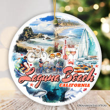 Carregar imagem no visualizador da galeria, Laguna Beach Artistic Christmas Ornament, California Coastal Seaside Souvenir and Gift
