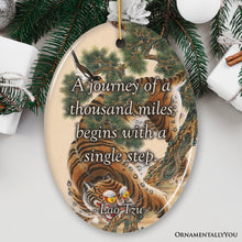 Carregar imagem no visualizador da galeria, Lao Tzu Inspirational Journey Quote Ceramic Ornament, Enlightening Gift And Decor

