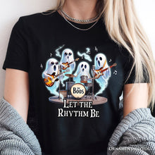 Load image into Gallery viewer, Let the Rhythm Be Ghost Band T-Shirt, Whimsical Music Tee for Guitar Rock Style People
