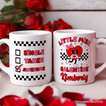 Carregar imagem no visualizador da galeria, Little Miss Galentine Personalized Mug, Single Women Pink Valentine's Day Gift With Custom Name
