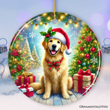 Carregar imagem no visualizador da galeria, Majestic Golden Retriever with Santa Hat Ornament, Delightful Christmas Gift and Decor
