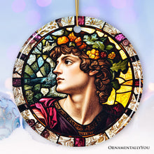 Carregar imagem no visualizador da galeria, Masculine Beauty in Renaissance Italy Stained Glass Themed Christmas Ornament, Artistic Medieval Gift
