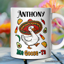 Carregar imagem no visualizador da galeria, Me Goose-Ta Personalized Mug, Mexican Sombrero Goose Gift With Custom Name
