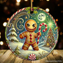 Load image into Gallery viewer, Menacing Gingerbread Man Ornament, Eerie Winter Enforcer for Christmas Decor
