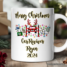 Carregar imagem no visualizador da galeria, Personalized Mug Automotive Technician Plaid Christmas, Mechanic Repair and Parts Gift for Shop
