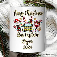 Carregar imagem no visualizador da galeria, Personalized Mug School Bus Driver Buffalo Plaid Christmas Gift
