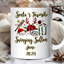 Carregar imagem no visualizador da galeria, Personalized Mug Cricket Buffalo Plaid Christmas, Team and Coaches Gift

