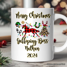 Carregar imagem no visualizador da galeria, Personalized Mug Horse Buffalo Plaid Christmas, Equestrian Gift
