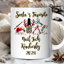 Carregar imagem no visualizador da galeria, Personalized Mug Nail Tech Buffalo Plaid Christmas, Pedicure Gift
