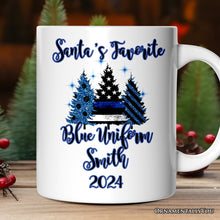 Carregar imagem no visualizador da galeria, Personalized Mug Police Officer Back The Blue Christmas Trees, Retirement Gift
