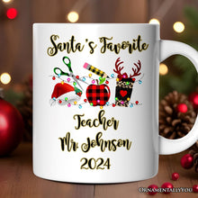 Carregar imagem no visualizador da galeria, Personalized Mug Merry Christmas Plaid Teacher, School Professional Gift
