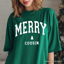 Carregar imagem no visualizador da galeria, Merry Cousin Retro Christmas T-Shirt, Matching Family Holiday Tee
