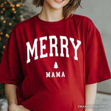 Carregar imagem no visualizador da galeria, Merry Mama Retro Christmas T-Shirt, Matching Family Holiday Tee
