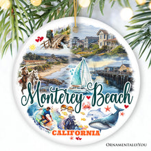Carregar imagem no visualizador da galeria, Monterey Beach Artistic Christmas Ornament, California Coastal Marine Life Decoration
