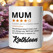 Carregar imagem no visualizador da galeria, Mum Star Reviewed Personalized Mug, Playful Mother Gift With Custom Name
