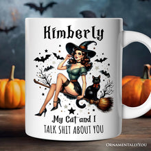 Carregar imagem no visualizador da galeria, My Cat and I Gossip About You Personalized Halloween Mug, Retro Gift with Custom Name
