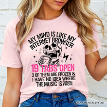 Cargar imagen en el visor de la galería, My Mind is Like My Internet Browser T-Shirt, Sassy Overstimulated Skeleton Funny Tee
