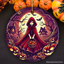 Carregar imagem no visualizador da galeria, Mysterious Red Riding Hood in the Woods Ornament, Spooky Halloween Tree Decor
