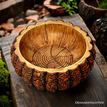 Carregar imagem no visualizador da galeria, Nature's Basin Tree Bark Themed Bowl, 6" Resin Woodlandbasin Bird Bath Decor
