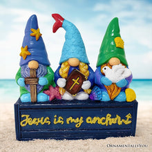 Carregar imagem no visualizador da galeria, Nautical Themed Religious Gnome Figurine, Jesus is my Anchor 6" Beach House Statue
