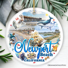 Carregar imagem no visualizador da galeria, Newport Beach Christmas Ornament, California Coastal City Gift and Tree Decor
