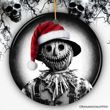Carregar imagem no visualizador da galeria, Nightmarish Scarecrow with Santa Hat Ornament, Gift For Unique Halloween Tree Christmas Decor
