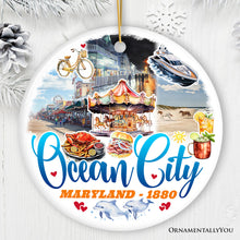 Carregar imagem no visualizador da galeria, Ocean City Ceramic Ornament, Maryland Coastal Themes Christmas Decoration and Gift
