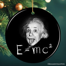 Carregar imagem no visualizador da galeria, Physics Genius Albert Einstein Ceramic Ornament, Famous Equation E=mc² Keepsake and Decor
