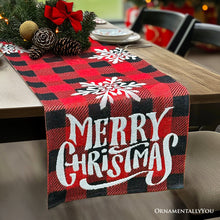 Load image into Gallery viewer, Plaid Merry Christmas 72&quot; Jacquard Table Runner, High Quality Holiday Rectangle Tablecloth Decoration
