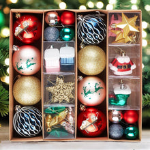 Carregar imagem no visualizador da galeria, Premium Christmas Ornament Eclectic Bundle Set, 60 Glitter Filled Baubles, Homes, Star Charms
