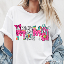Load image into Gallery viewer, Preppy Pink Mama Coquette T-Shirt, Retro White and Black Tee for Trendy and Stylish Moms
