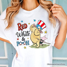 Carregar imagem no visualizador da galeria, Red White &amp; Proud T-Shirt, Patriotic 4th of July Celebration Pooh Bear Tee
