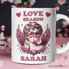 Carregar imagem no visualizador da galeria, Retro Cupid Valentine Blowing Bubble Personalized Mug, Love Season Vintage Valentine's Day Gift
