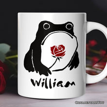 Carregar imagem no visualizador da galeria, Romantic Japanese Frog with Rose Personalized Mug, Matsumoto Hoji Edo Period Frog Lover Gift With Custom Name
