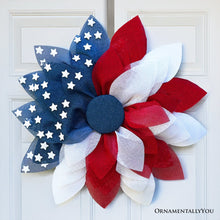 Carregar imagem no visualizador da galeria, Rustic Burlap Patriotic 22" Wreath, American Flag Style 4th of July Front Door Home Decor
