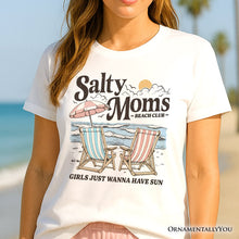 Load image into Gallery viewer, Salty Moms Beach Club T-Shirt, Retro Summer Tee for Ocean Loving Mothers
