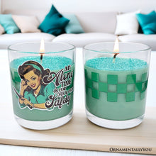 Load image into Gallery viewer, Sassy Retro Girl Dazzling Green Candle, Basil Scented Brunette Girl Funny Gift
