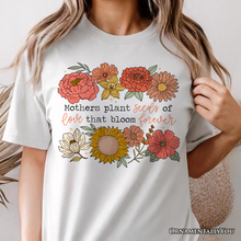 Load image into Gallery viewer, Seeds of Love Mama Floral T-Shirt, White, Natural and Black Retro Tee for Sentimental Mothers
