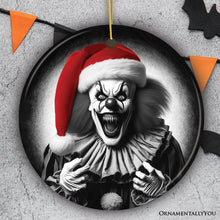Carregar imagem no visualizador da galeria, Sinister Santa Clown Ceramic Ornament, Eerie Christmas Decoration for Halloween Tree
