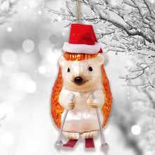 Carregar imagem no visualizador da galeria, Skiing Hedgehog Christmas Glass Ornament
