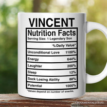 Carregar imagem no visualizador da galeria, Son Nutrition Facts Personalized Mug, Birthday Gift with Custom Name
