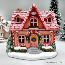Carregar imagem no visualizador da galeria, Sparkling Pink Winter Magic LED Gingerbread Home Figurine, 7" Lighted Christmas Decoration Decor
