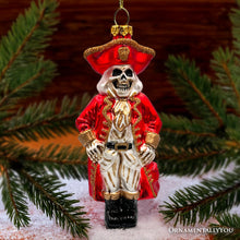 Load image into Gallery viewer, Spooky Pirate of the High Seas Glass Ornament, Creepy Halloween Tree Decoration
