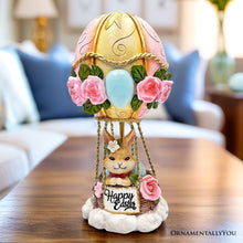 Carregar imagem no visualizador da galeria, Springtime Voyage Easter Bunny Hot Air Balloon Figurine, 7" Charming Holiday Decor
