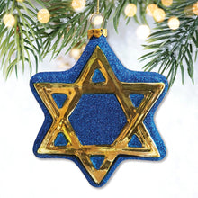 Load image into Gallery viewer, Star of David Glass Christmas Ornament, Jewish Holiday Hannukah Tree Gift
