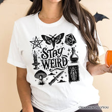 Load image into Gallery viewer, Stay Weird Witchy Vibes T-Shirt, Mystical Halloween Tee for Powerful Women
