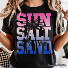 Carregar imagem no visualizador da galeria, Sun Salt Sand Summer T-Shirt, Black Minimalist Beach Tee
