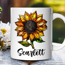 Carregar imagem no visualizador da galeria, Sunflower Stained Glass Personalized Mug, Sunshine in Life Custom Name Gift
